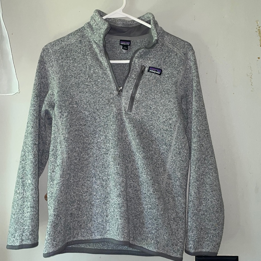 Patagonia boys size large 12 grey quarter zip sweater